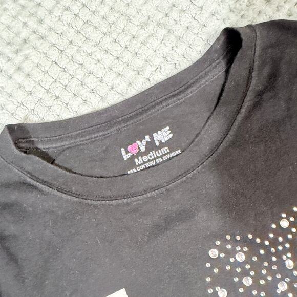 vintage y2k I heart my hubby black short sleeve babydoll graphic tshirt luv me m - Picture 3 of 3